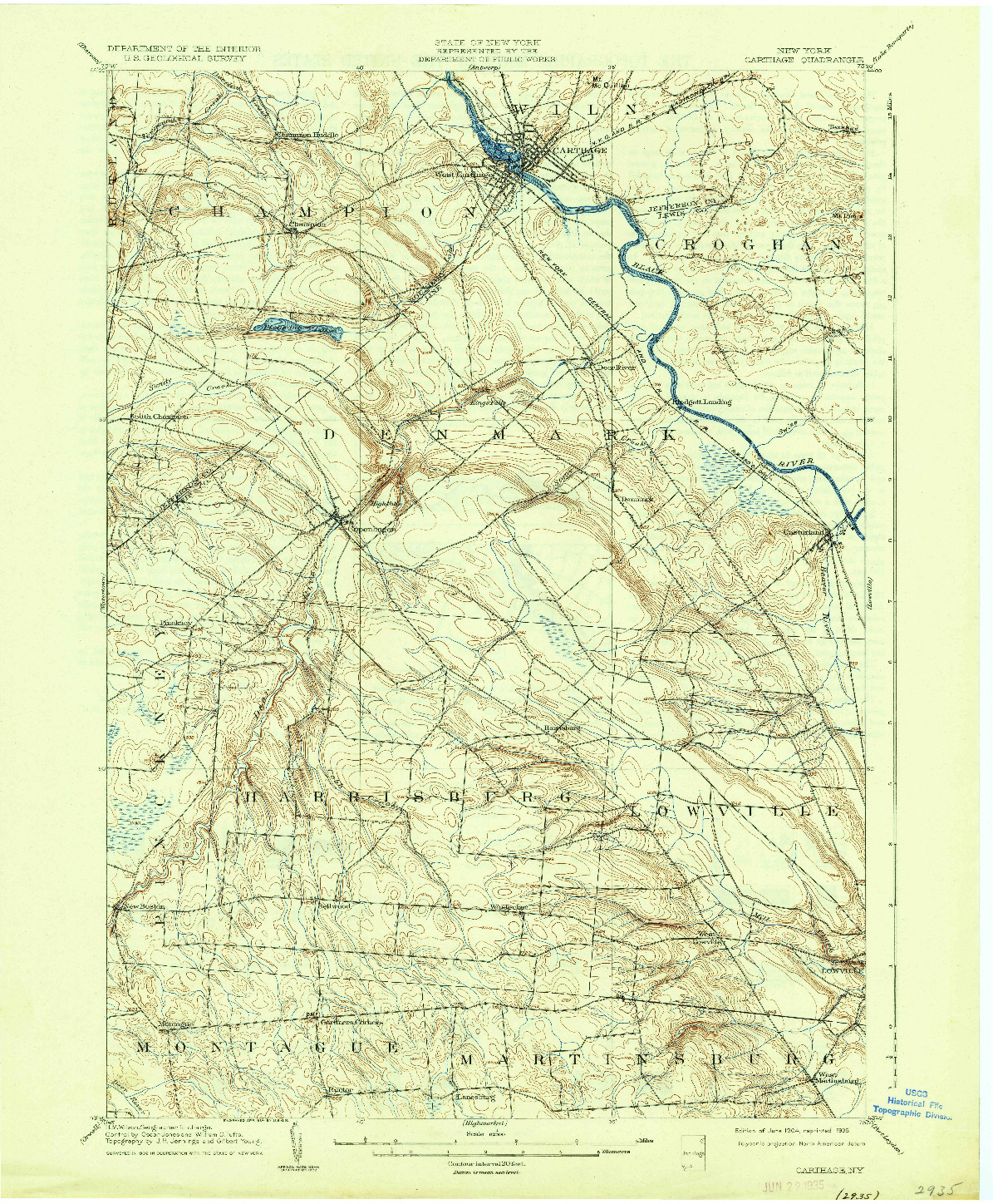 USGS 1:62500-SCALE QUADRANGLE FOR CARTHAGE, NY 1904