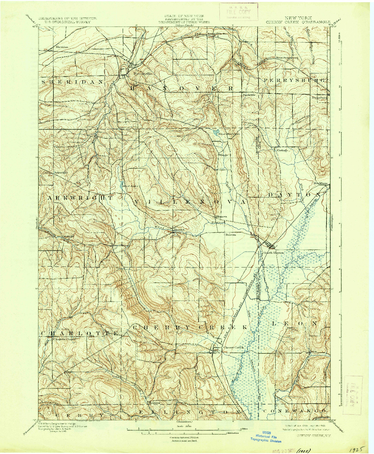 USGS 1:62500-SCALE QUADRANGLE FOR CHERRY CREEK, NY 1900