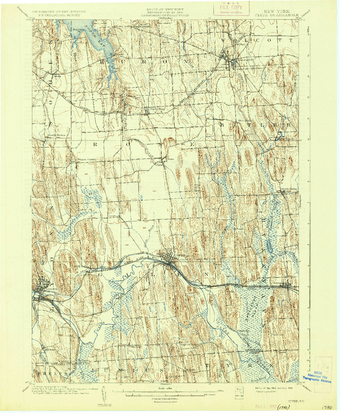 USGS 1:62500-SCALE QUADRANGLE FOR CLYDE, NY 1902