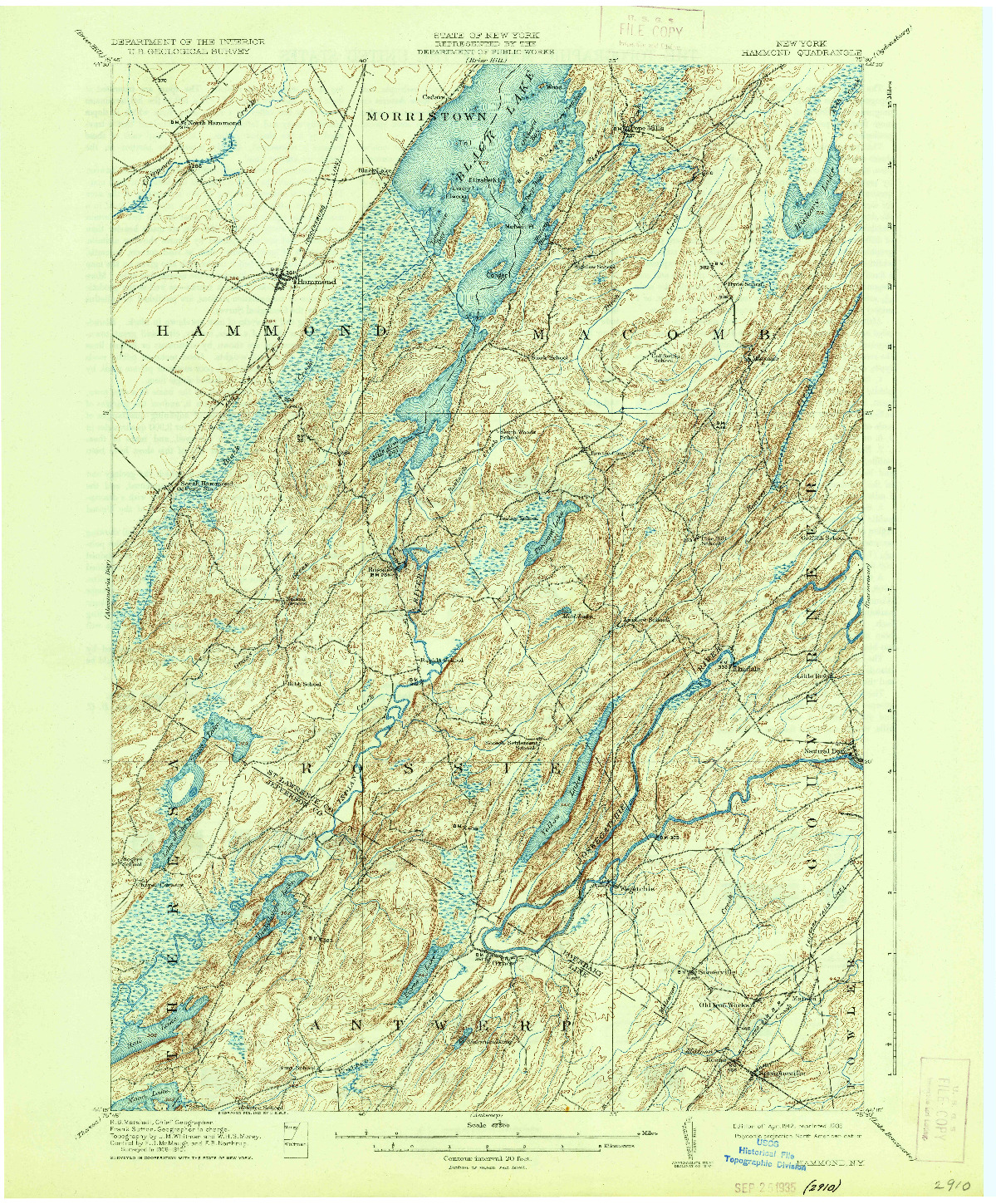 USGS 1:62500-SCALE QUADRANGLE FOR HAMMOND, NY 1912