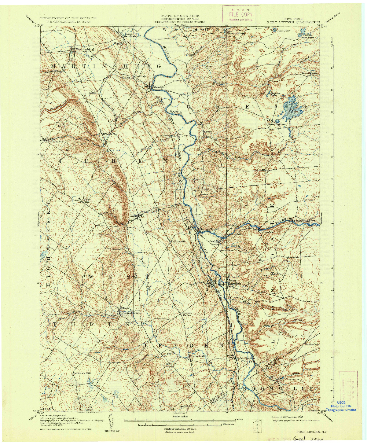 USGS 1:62500-SCALE QUADRANGLE FOR PORT LEYDEN, NY 1907