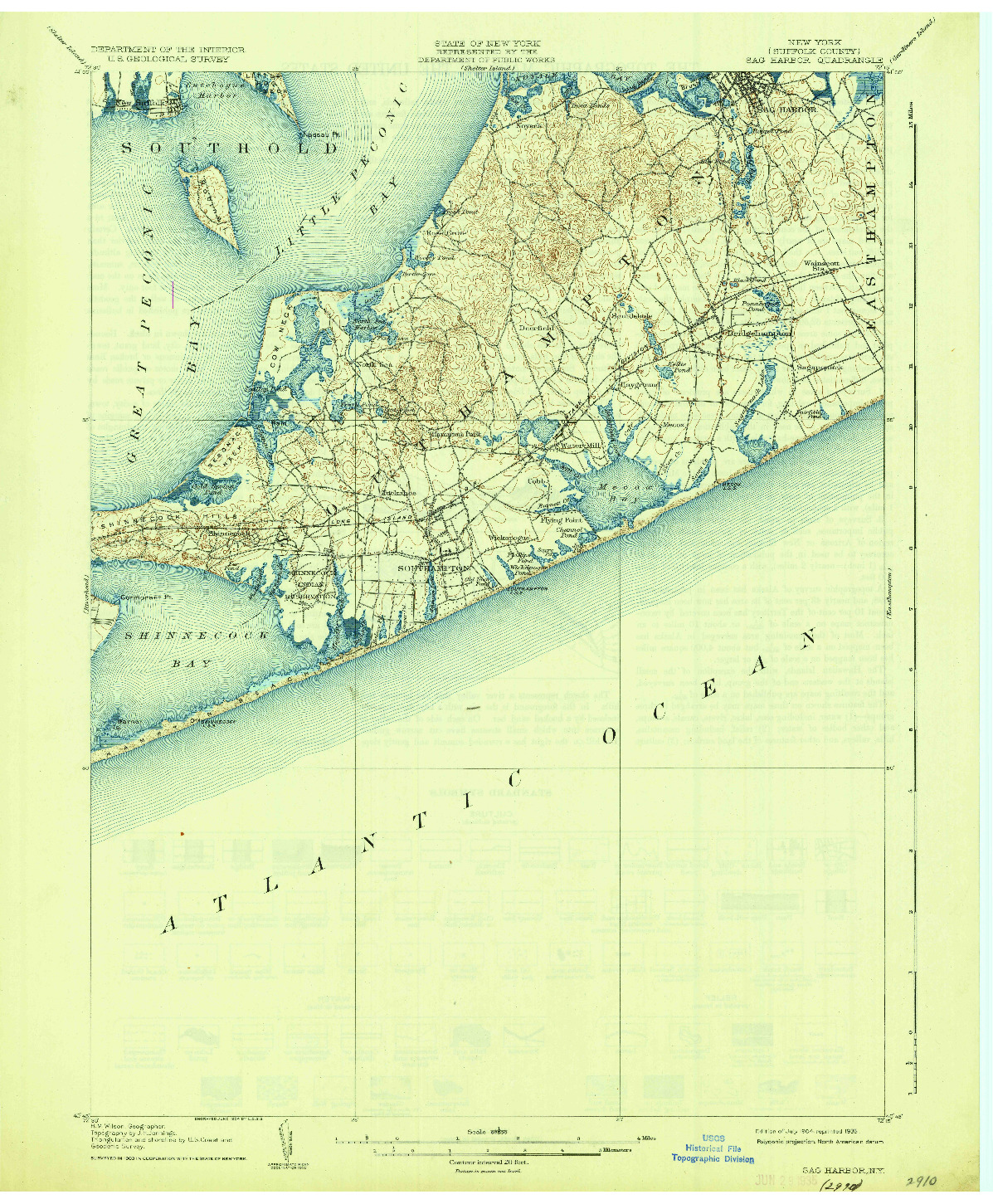 USGS 1:62500-SCALE QUADRANGLE FOR SAG HARBOR, NY 1904