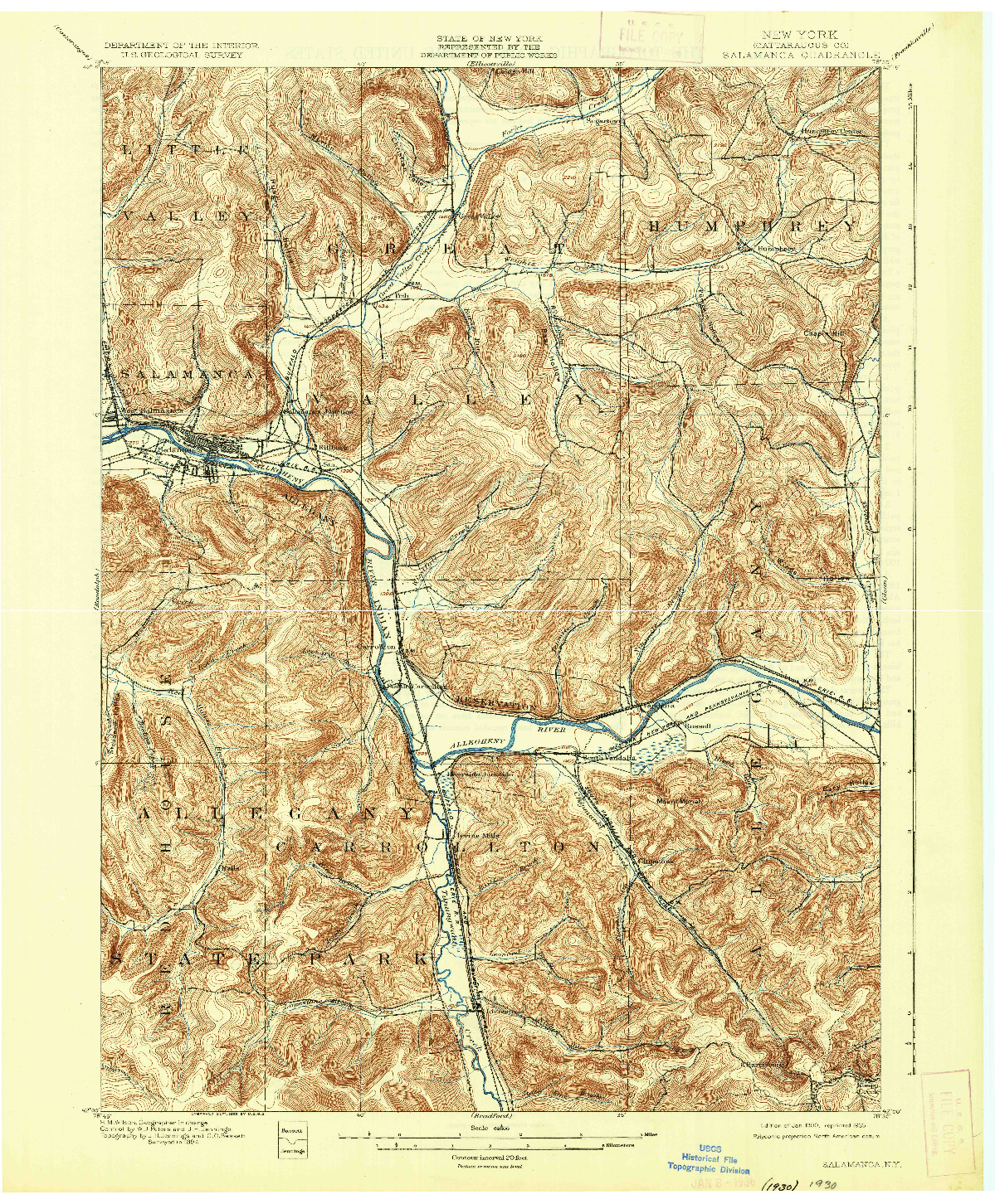 USGS 1:62500-SCALE QUADRANGLE FOR SALAMANCA, NY 1900