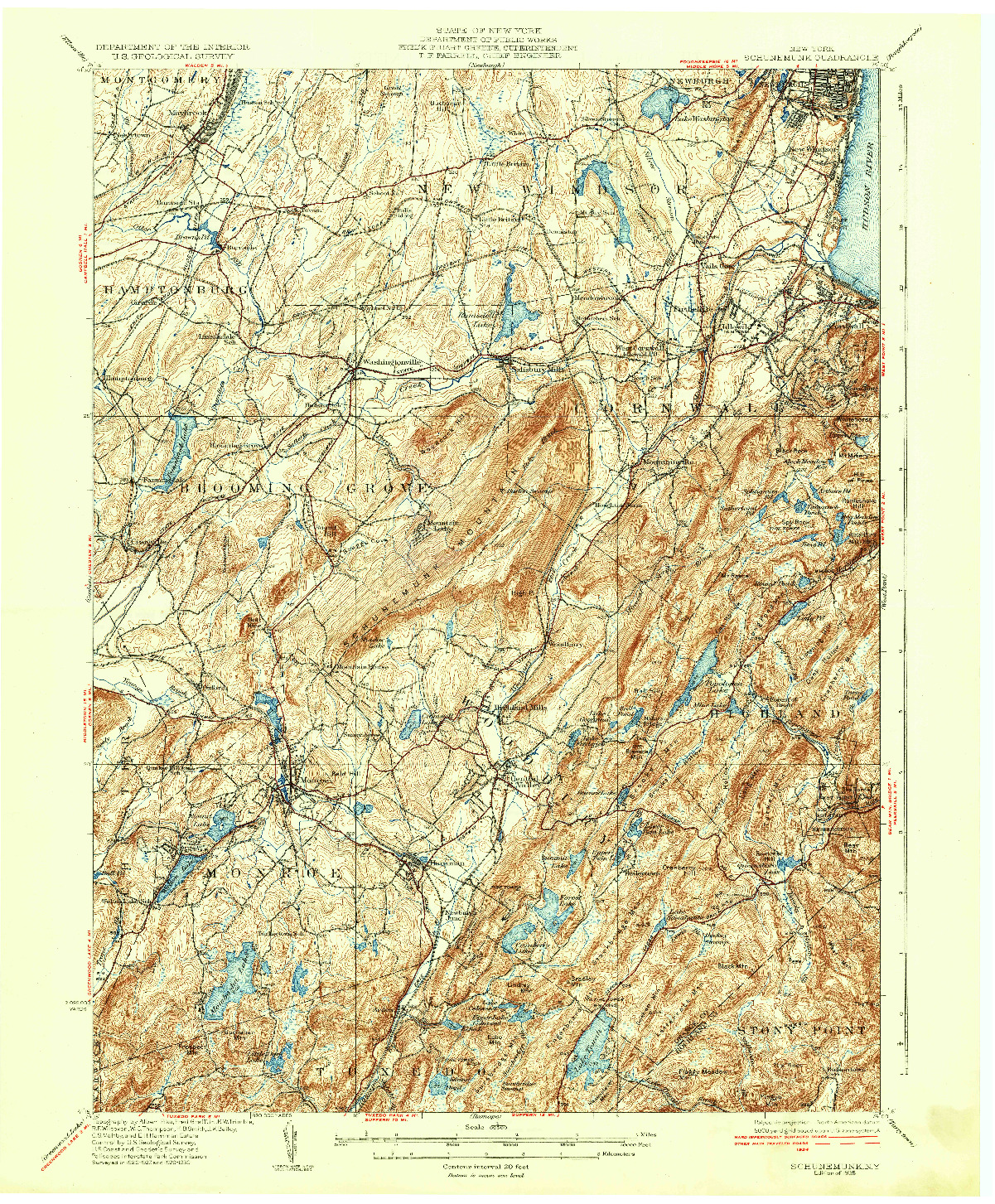 USGS 1:62500-SCALE QUADRANGLE FOR SCHUNEMUNK, NY 1935