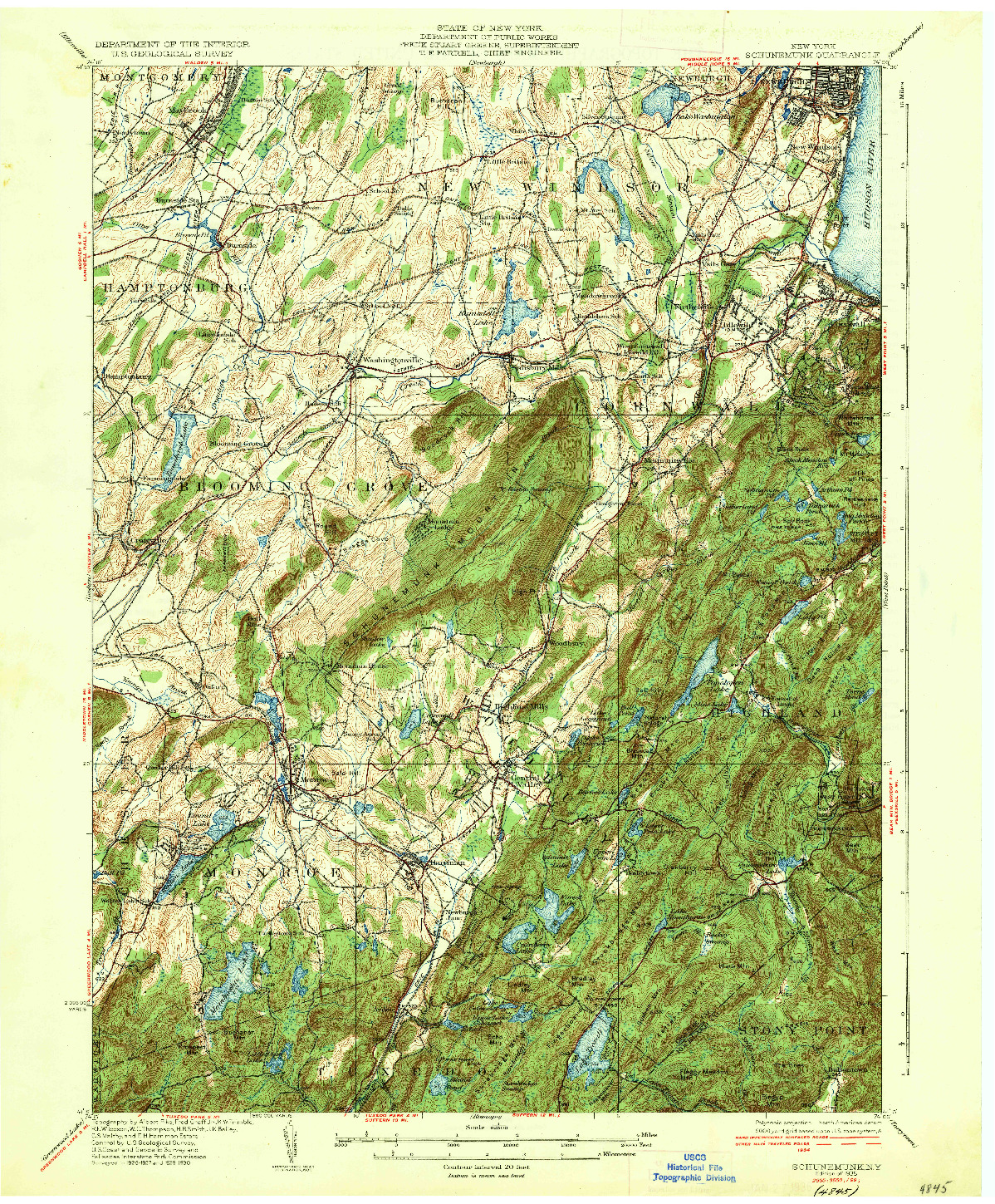 USGS 1:62500-SCALE QUADRANGLE FOR SCHUNEMUNK, NY 1935