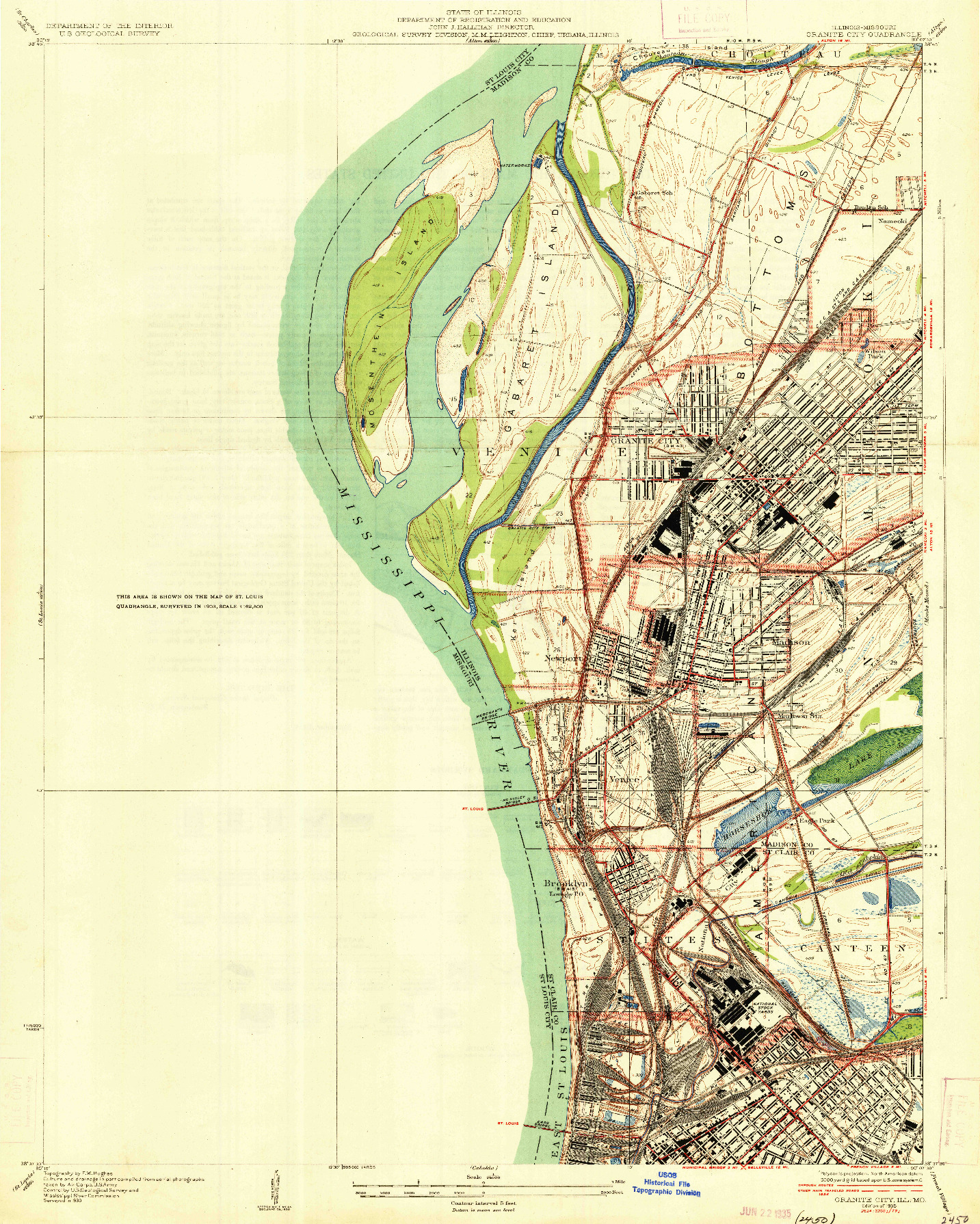 USGS 1:24000-SCALE QUADRANGLE FOR GRANITE CITY, IL 1935
