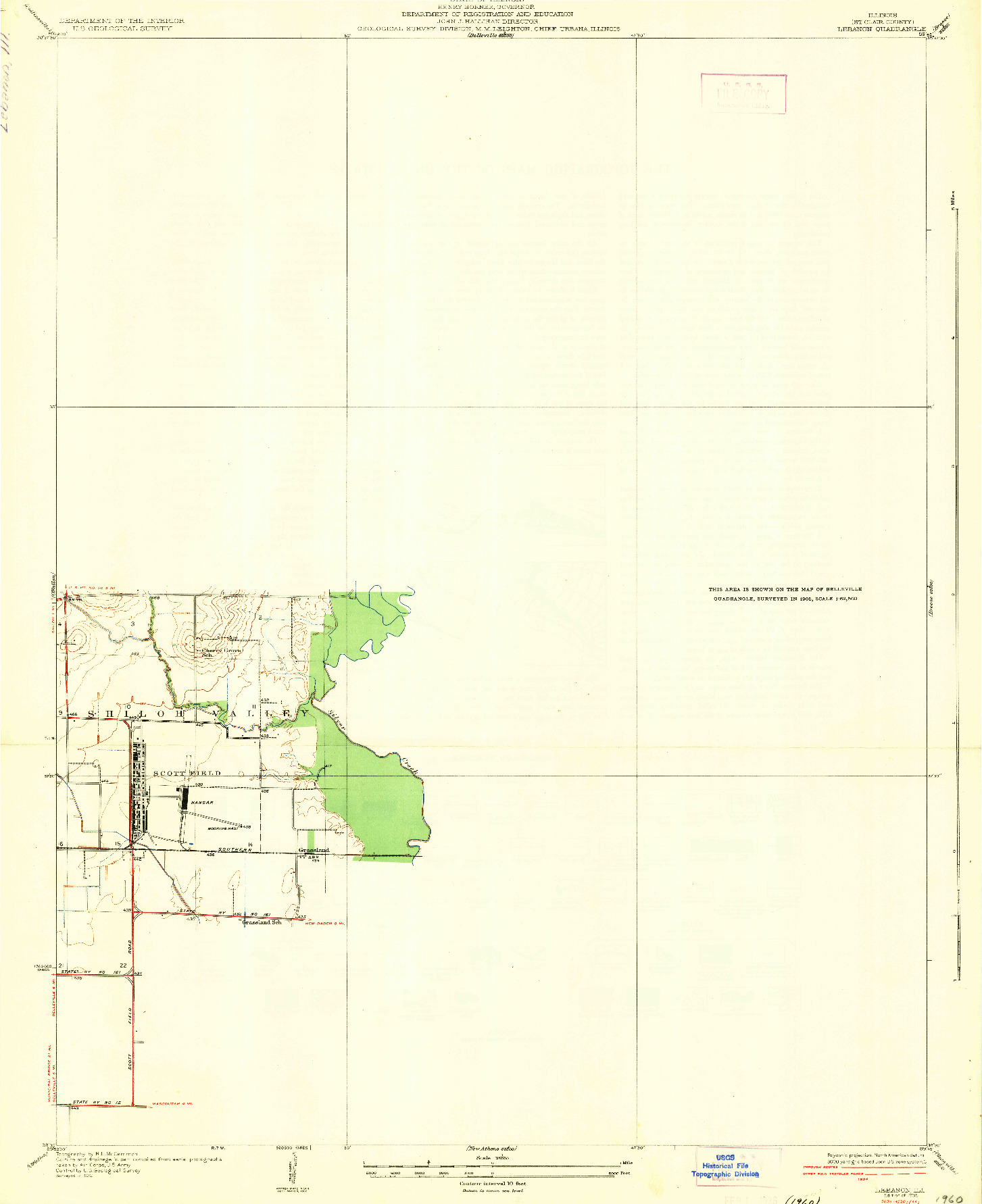 USGS 1:24000-SCALE QUADRANGLE FOR LEBANON, IL 1935