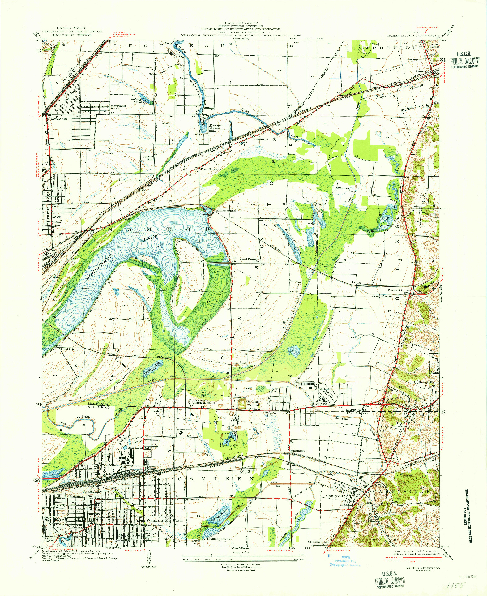 USGS 1:24000-SCALE QUADRANGLE FOR MONKS MOUND, IL 1935