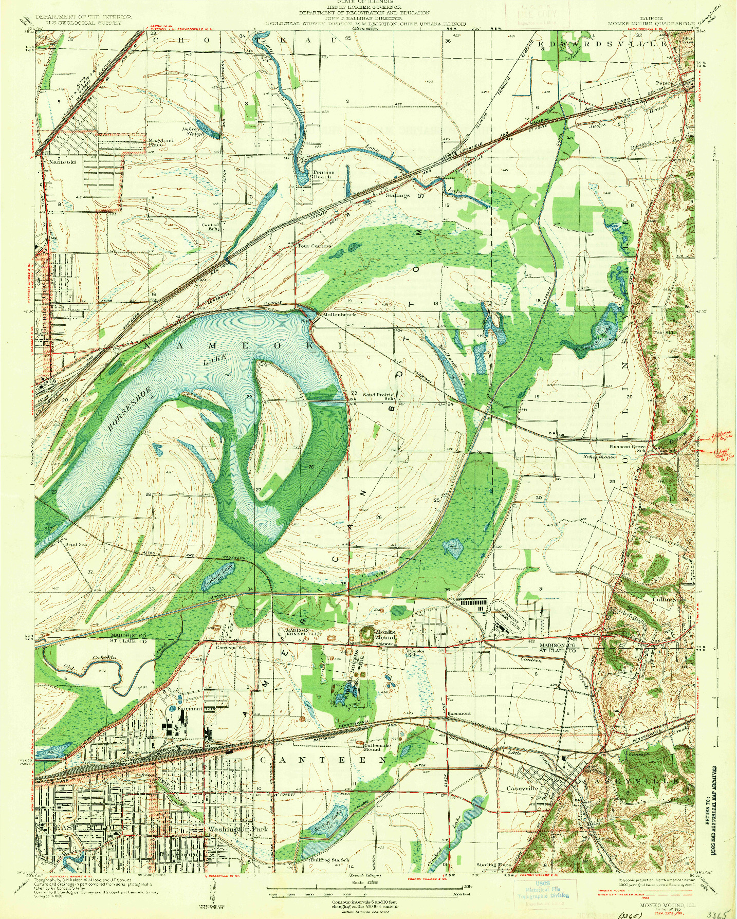 USGS 1:24000-SCALE QUADRANGLE FOR MONKS MOUND, IL 1935