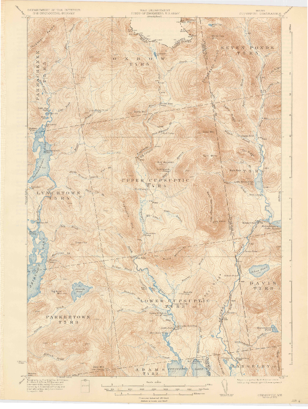 USGS 1:62500-SCALE QUADRANGLE FOR CUPSUPTIC, ME 1935