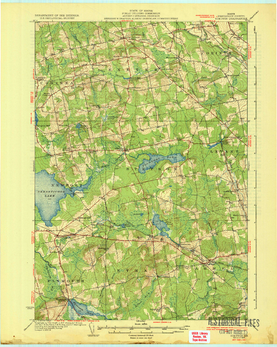 USGS 1:62500-SCALE QUADRANGLE FOR STETSON, ME 1935