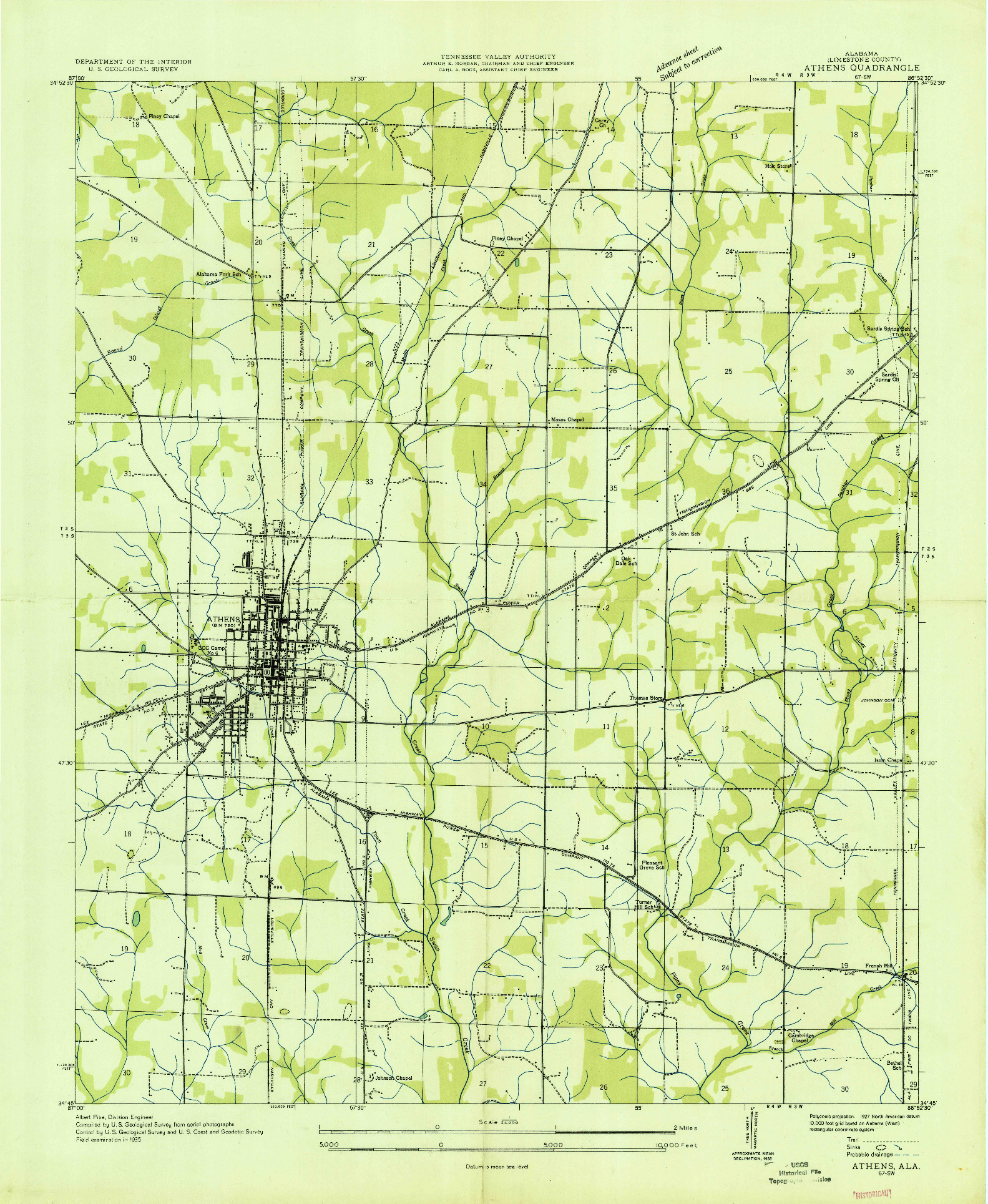 USGS 1:24000-SCALE QUADRANGLE FOR ATHENS, AL 1935
