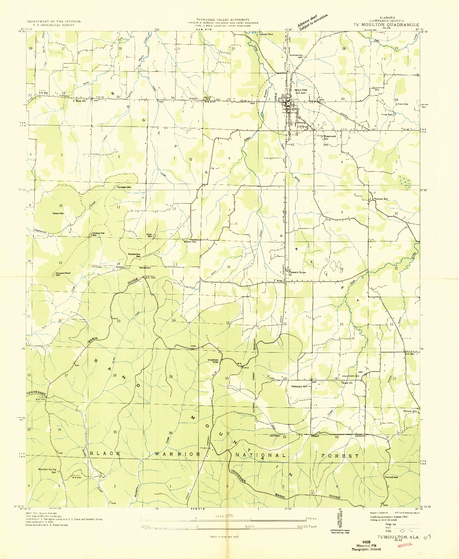 USGS 1:24000-SCALE QUADRANGLE FOR MOULTON, AL 1935