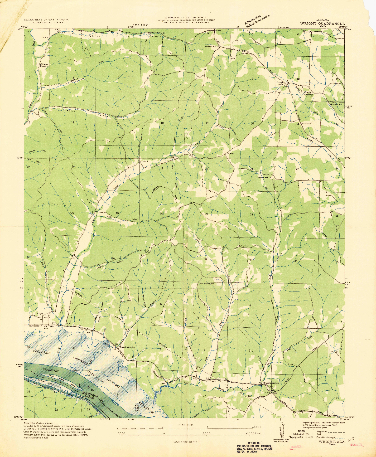USGS 1:24000-SCALE QUADRANGLE FOR WRIGHT, AL 1935