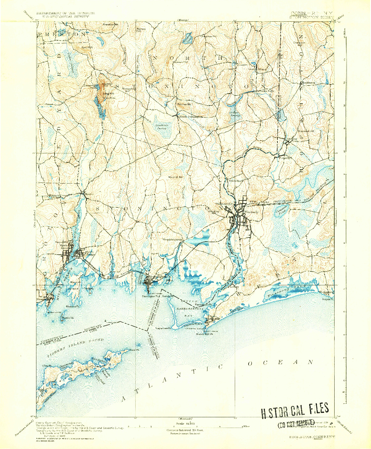 USGS 1:62500-SCALE QUADRANGLE FOR STONINGTON, CT 1893