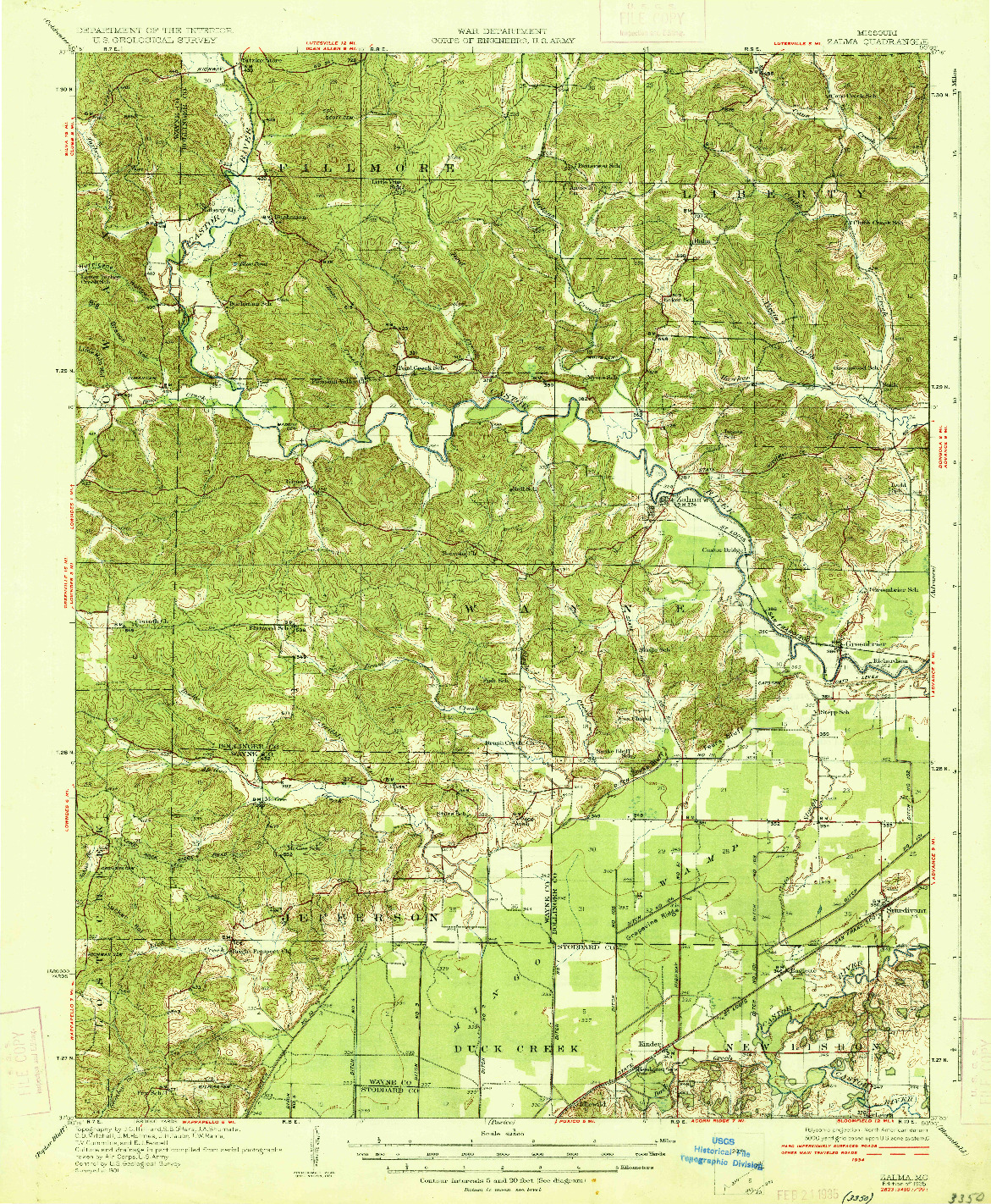 USGS 1:62500-SCALE QUADRANGLE FOR ZALMA, MO 1935