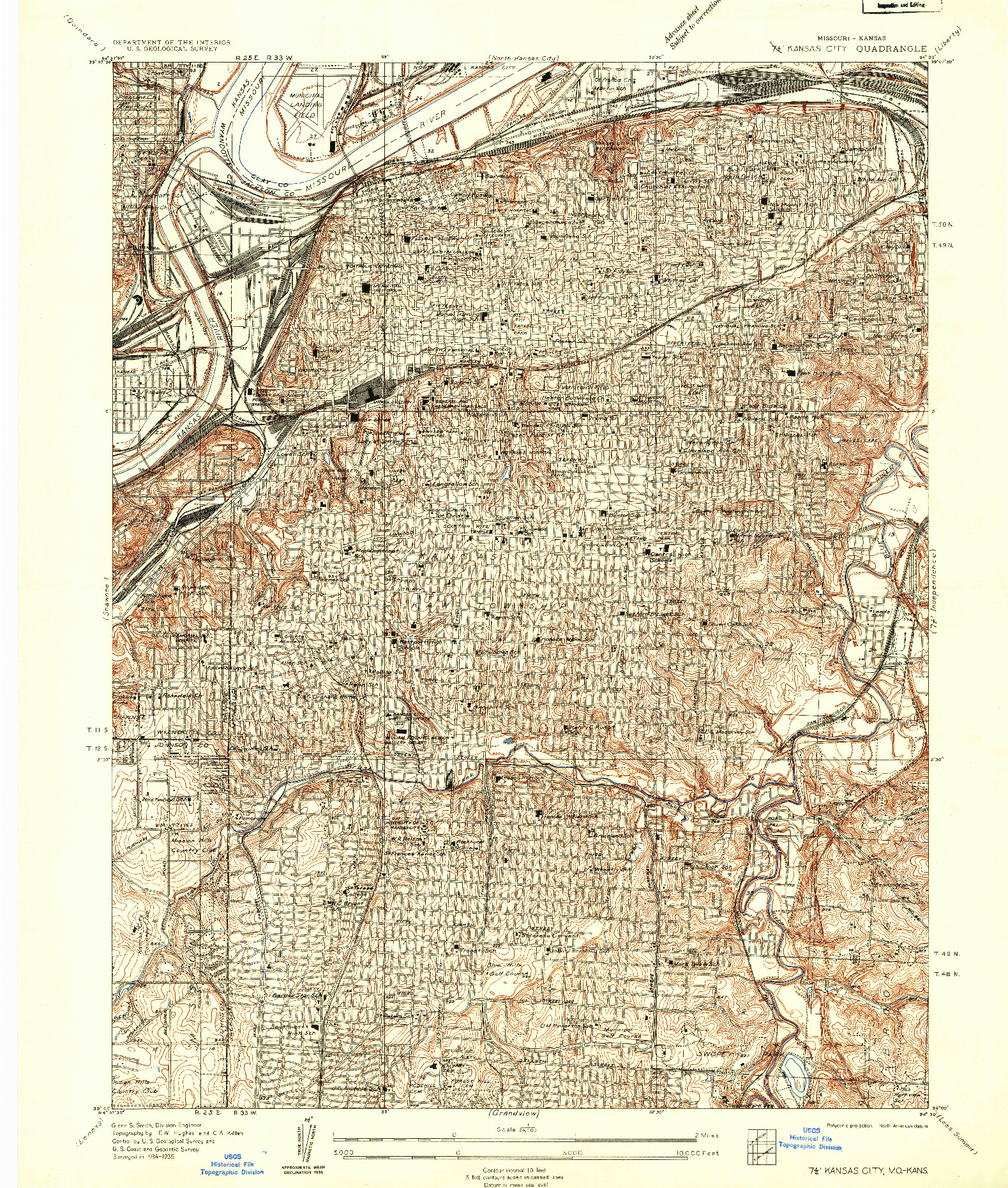 USGS 1:24000-SCALE QUADRANGLE FOR KANSAS CITY, MO 1935