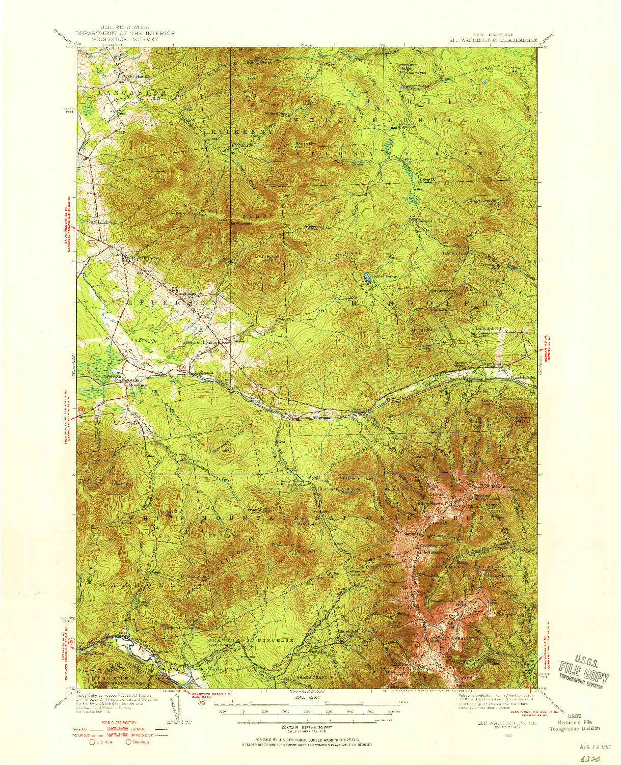 USGS 1:62500-SCALE QUADRANGLE FOR MT. WASHINGTON, NH 1935