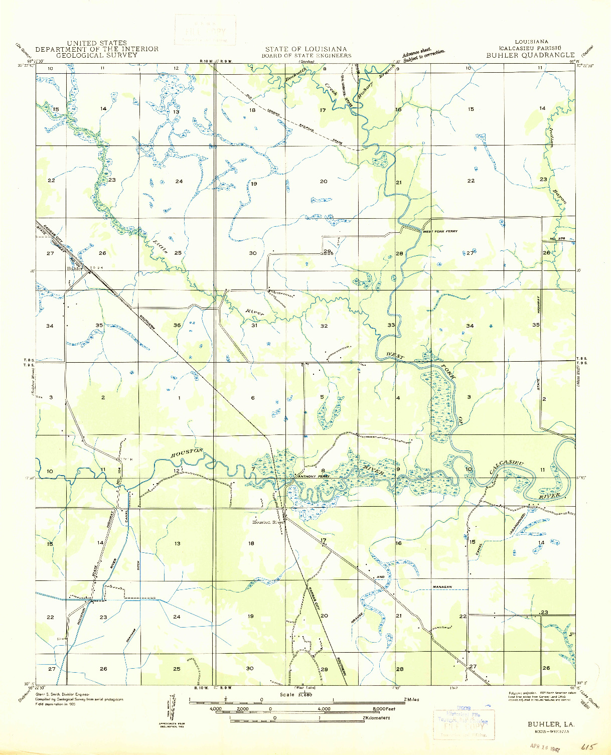 USGS 1:31680-SCALE QUADRANGLE FOR BUHLER, LA 1935