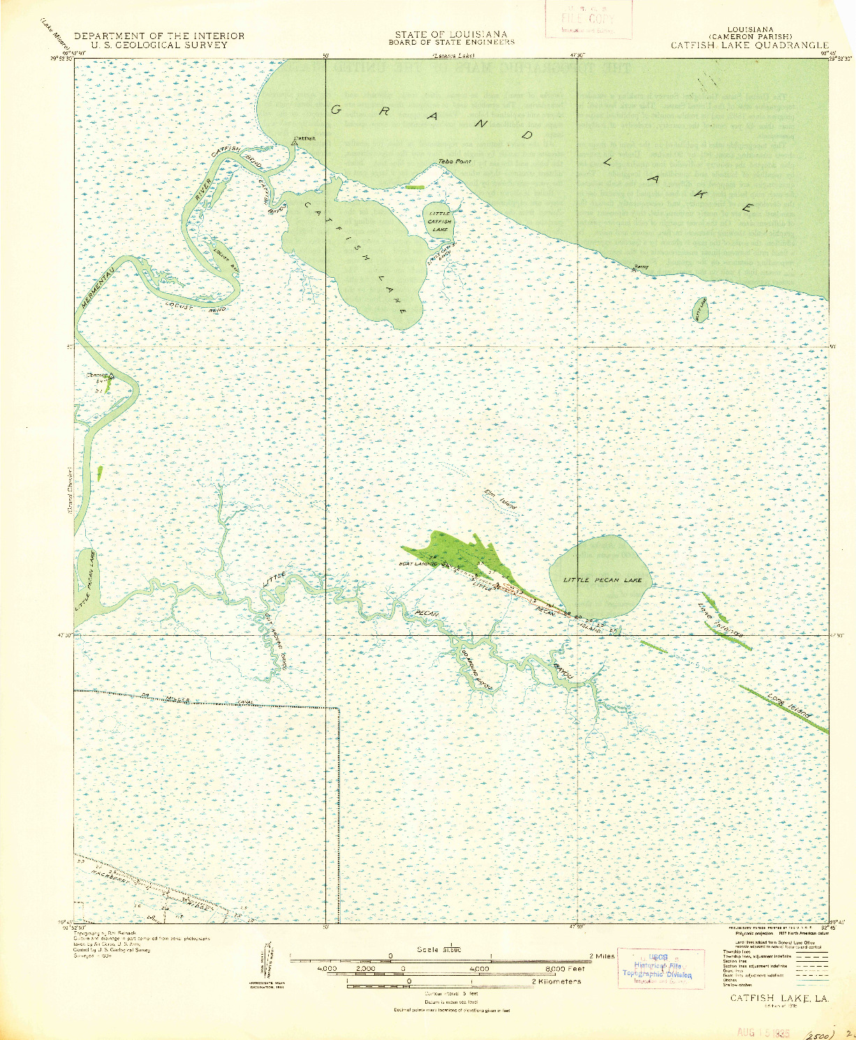 USGS 1:31680-SCALE QUADRANGLE FOR CATFISH LAKE, LA 1935