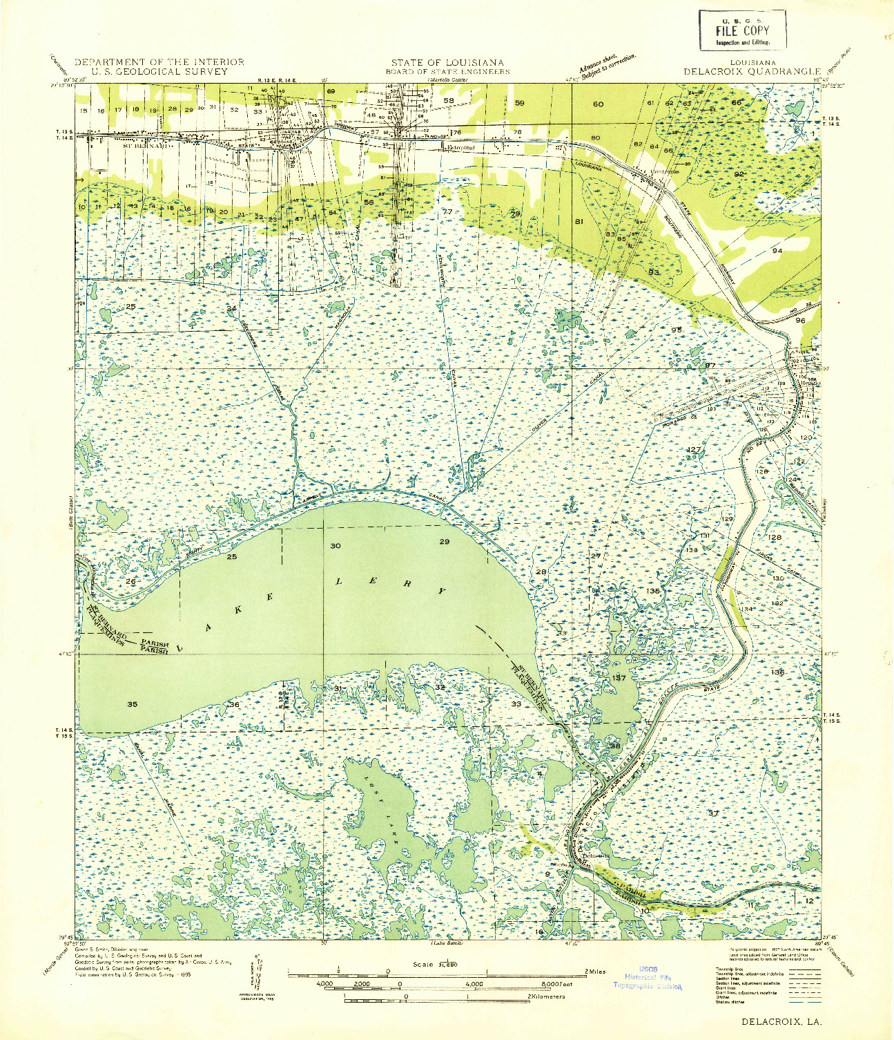 USGS 1:31680-SCALE QUADRANGLE FOR DELACROIX, LA 1935