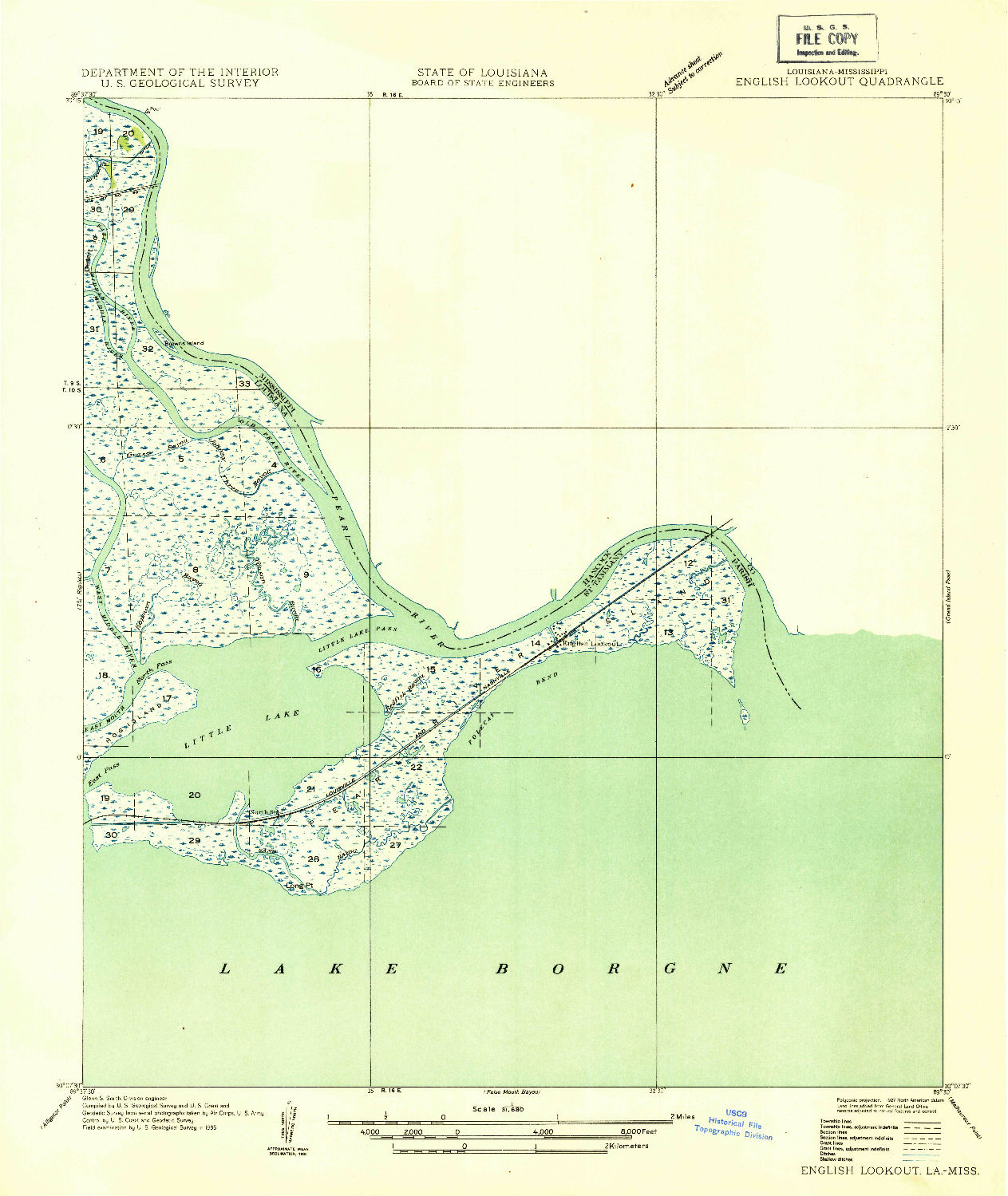 USGS 1:31680-SCALE QUADRANGLE FOR ENGLISH LOOKOUT, LA 1935
