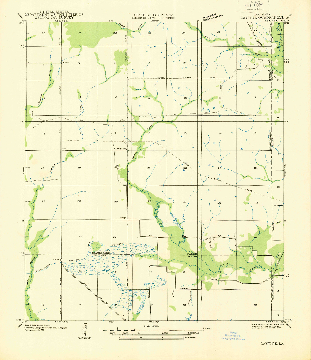 USGS 1:31680-SCALE QUADRANGLE FOR GAYTINE, LA 1935