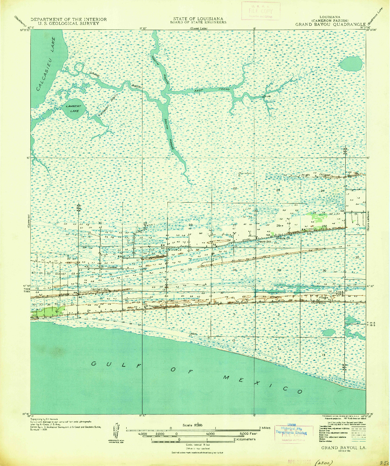 USGS 1:31680-SCALE QUADRANGLE FOR GRAND BAYOU, LA 1935