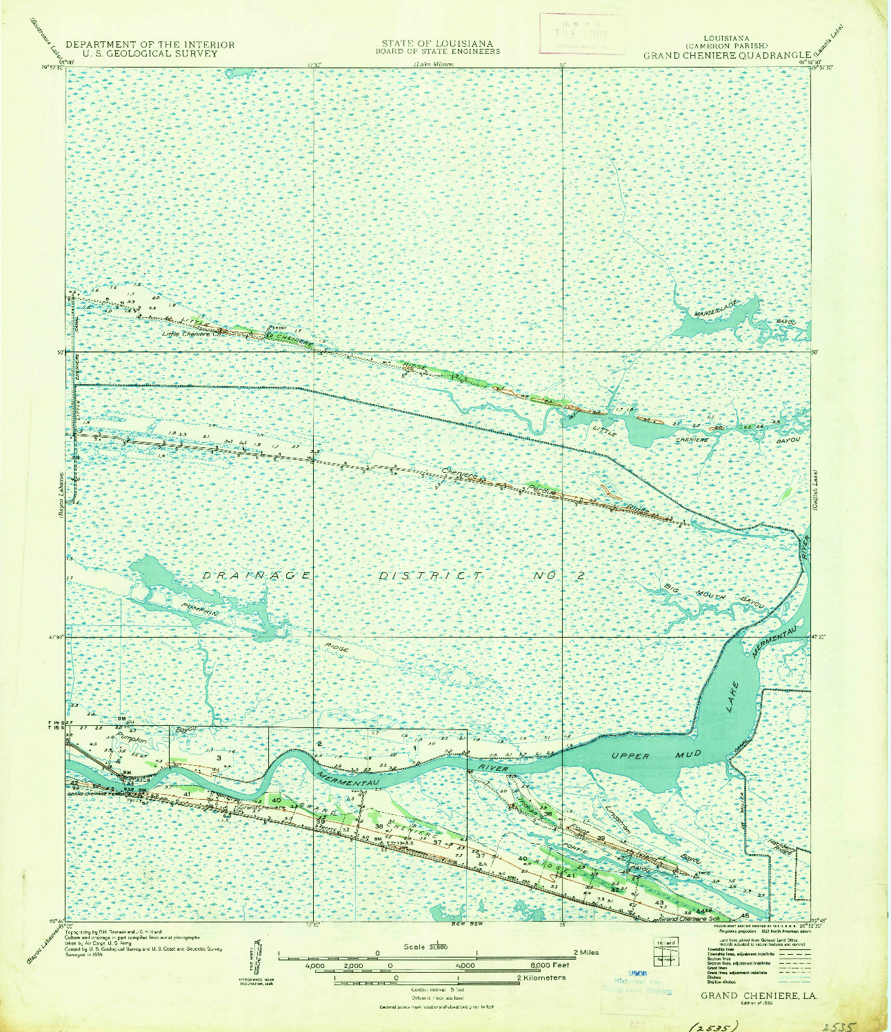 USGS 1:31680-SCALE QUADRANGLE FOR GRAND CHENIER, LA 1935