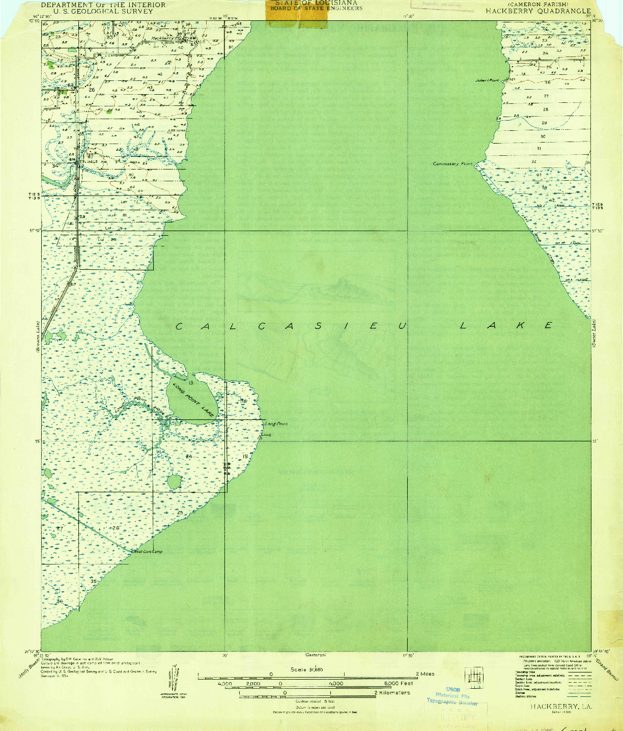 USGS 1:31680-SCALE QUADRANGLE FOR HACKBERRY, LA 1935