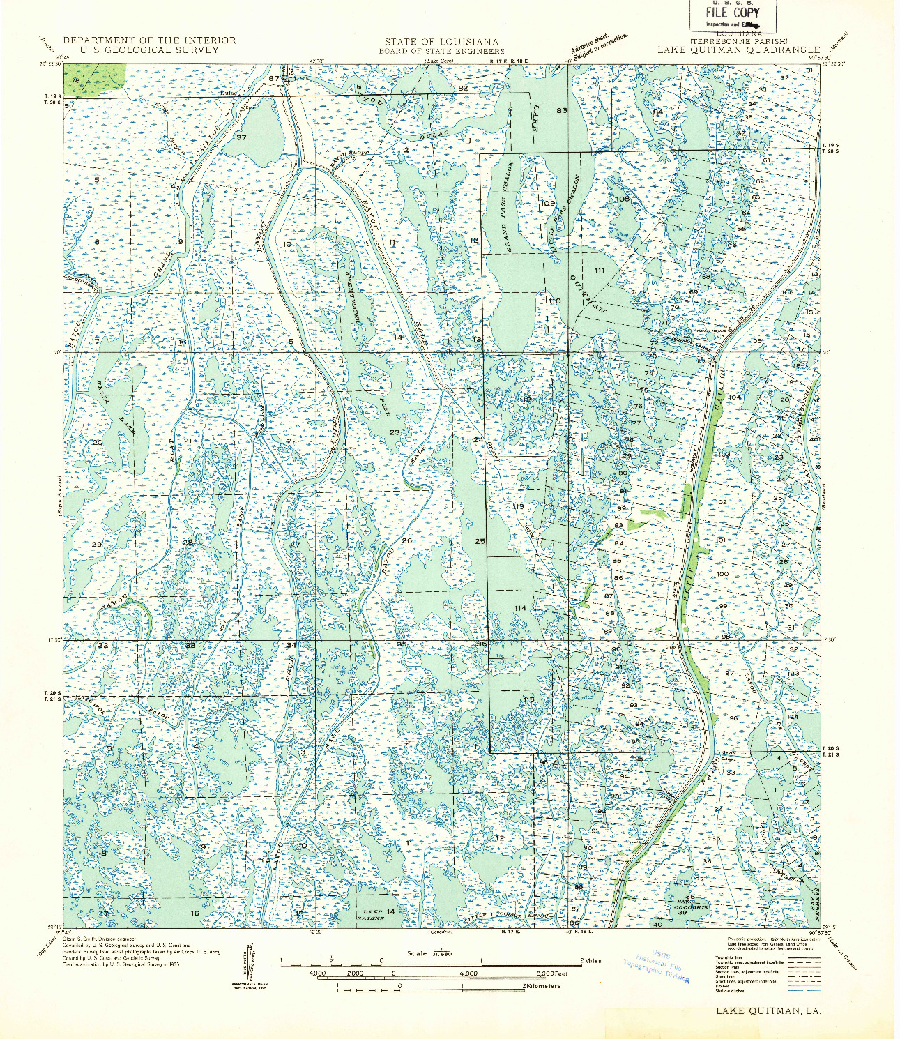 USGS 1:31680-SCALE QUADRANGLE FOR LAKE QUITMAN, LA 1935