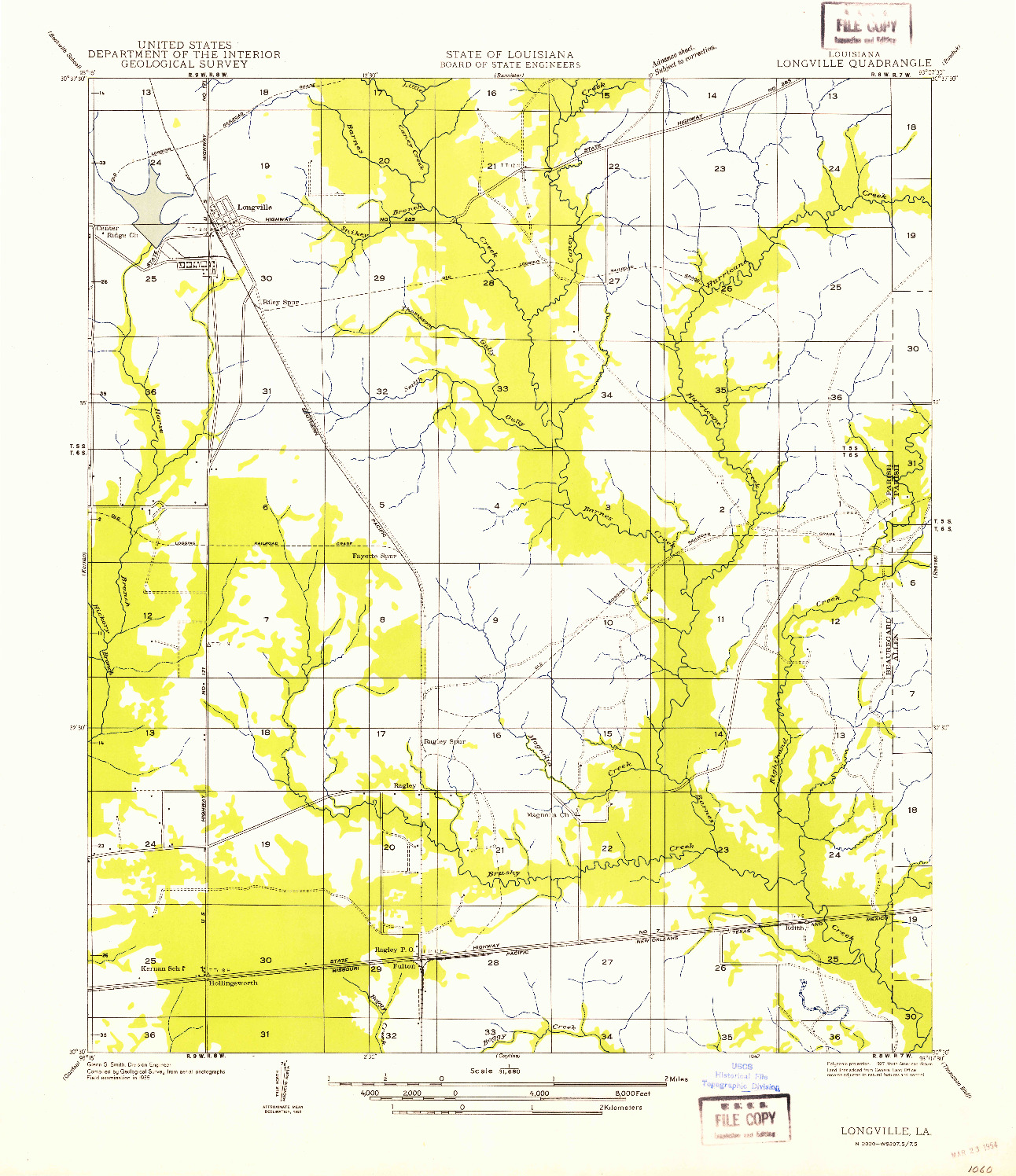 USGS 1:31680-SCALE QUADRANGLE FOR LONGVILLE, LA 1935