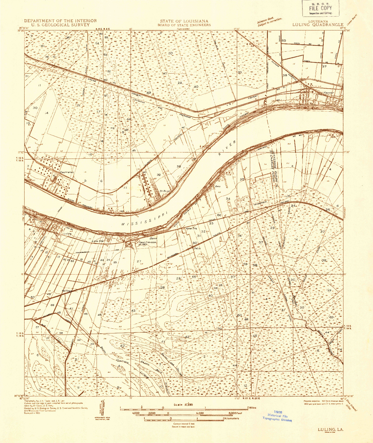 USGS 1:31680-SCALE QUADRANGLE FOR LULING, LA 1935