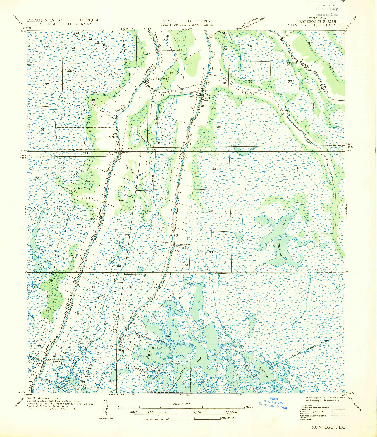 USGS 1:31680-SCALE QUADRANGLE FOR MONTEGUT, LA 1935