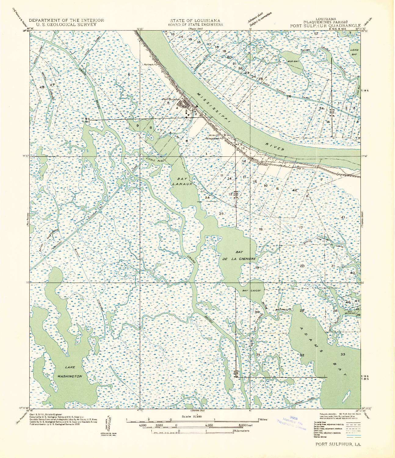USGS 1:31680-SCALE QUADRANGLE FOR PORT SULPHUR, LA 1935