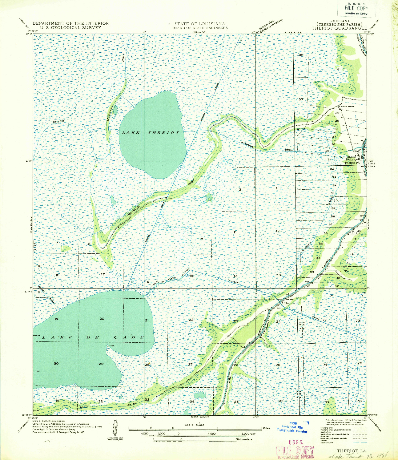 USGS 1:31680-SCALE QUADRANGLE FOR THERIOT, LA 1935