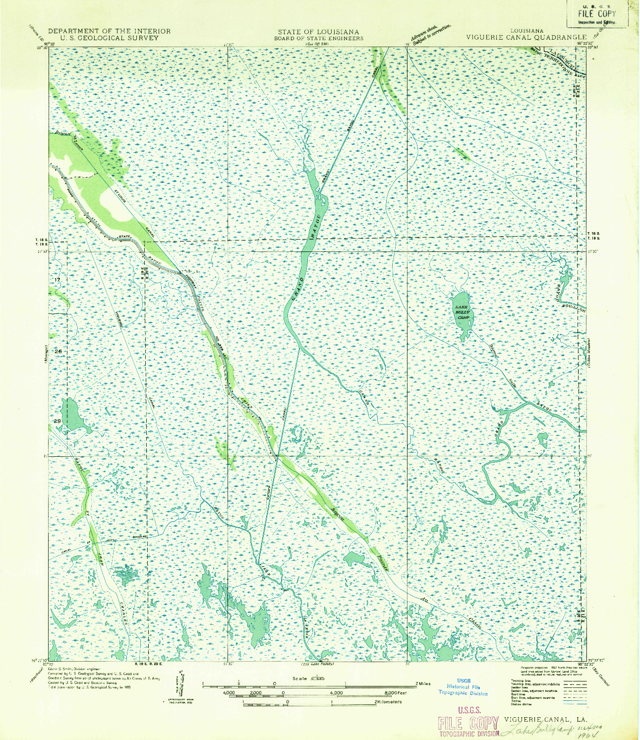 USGS 1:31680-SCALE QUADRANGLE FOR VIGUERIE CANAL, LA 1935