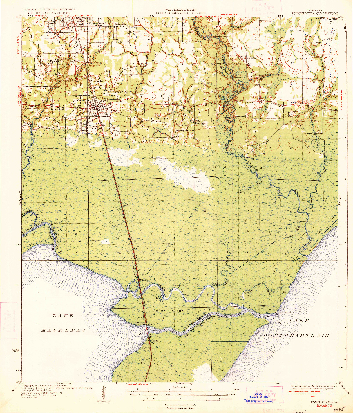 USGS 1:62500-SCALE QUADRANGLE FOR PONCHATOULA, LA 1935