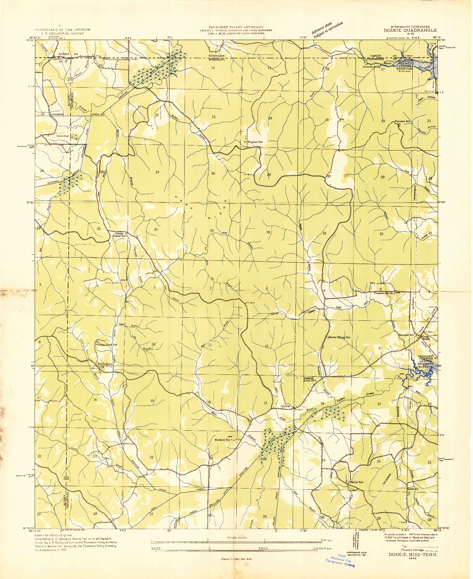 USGS 1:24000-SCALE QUADRANGLE FOR DOSKIE, MS 1935