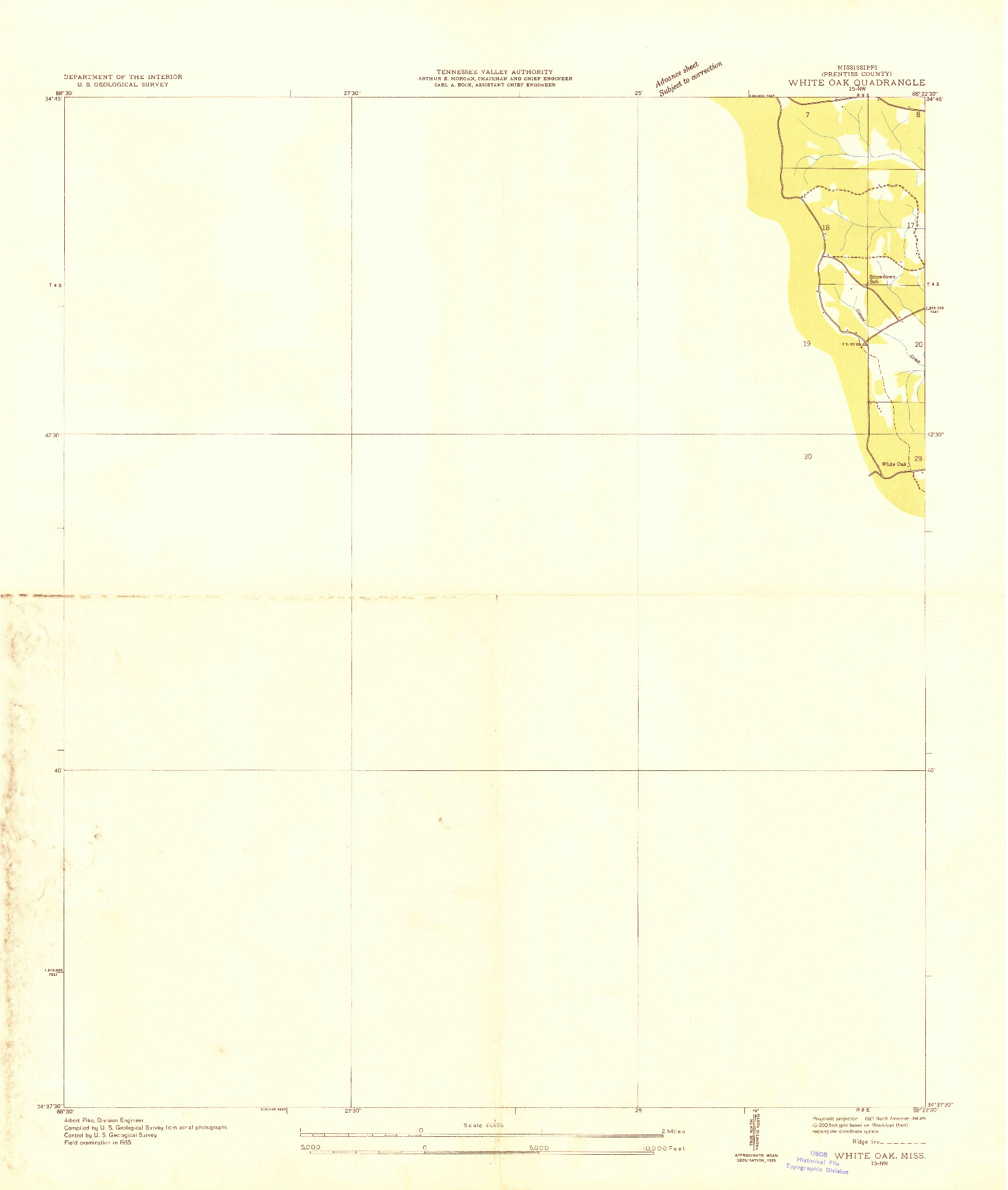 USGS 1:24000-SCALE QUADRANGLE FOR WHITE OAK, MS 1935
