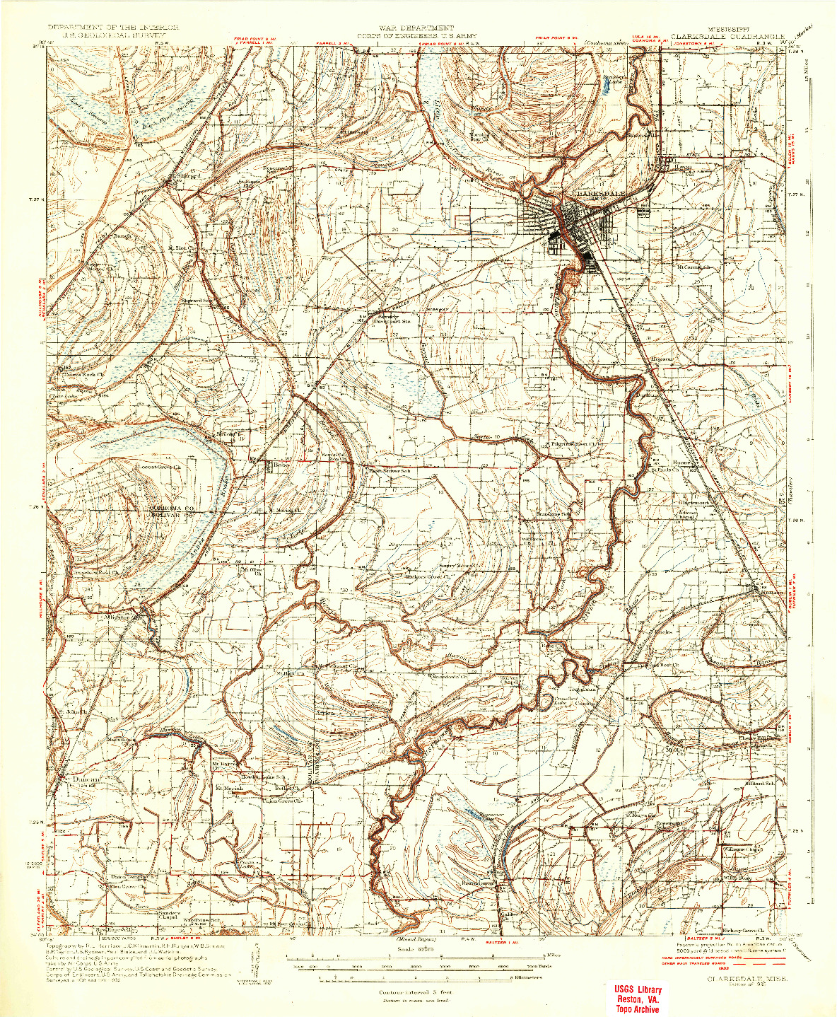 USGS 1:62500-SCALE QUADRANGLE FOR CLARKSDALE, MS 1935