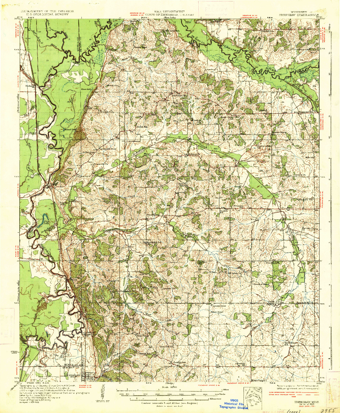 USGS 1:62500-SCALE QUADRANGLE FOR CRENSHAW, MS 1935