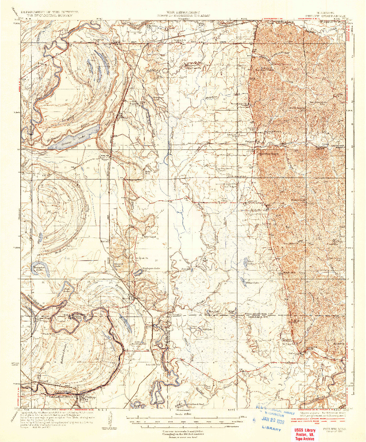 USGS 1:62500-SCALE QUADRANGLE FOR PHILIPP, MS 1935