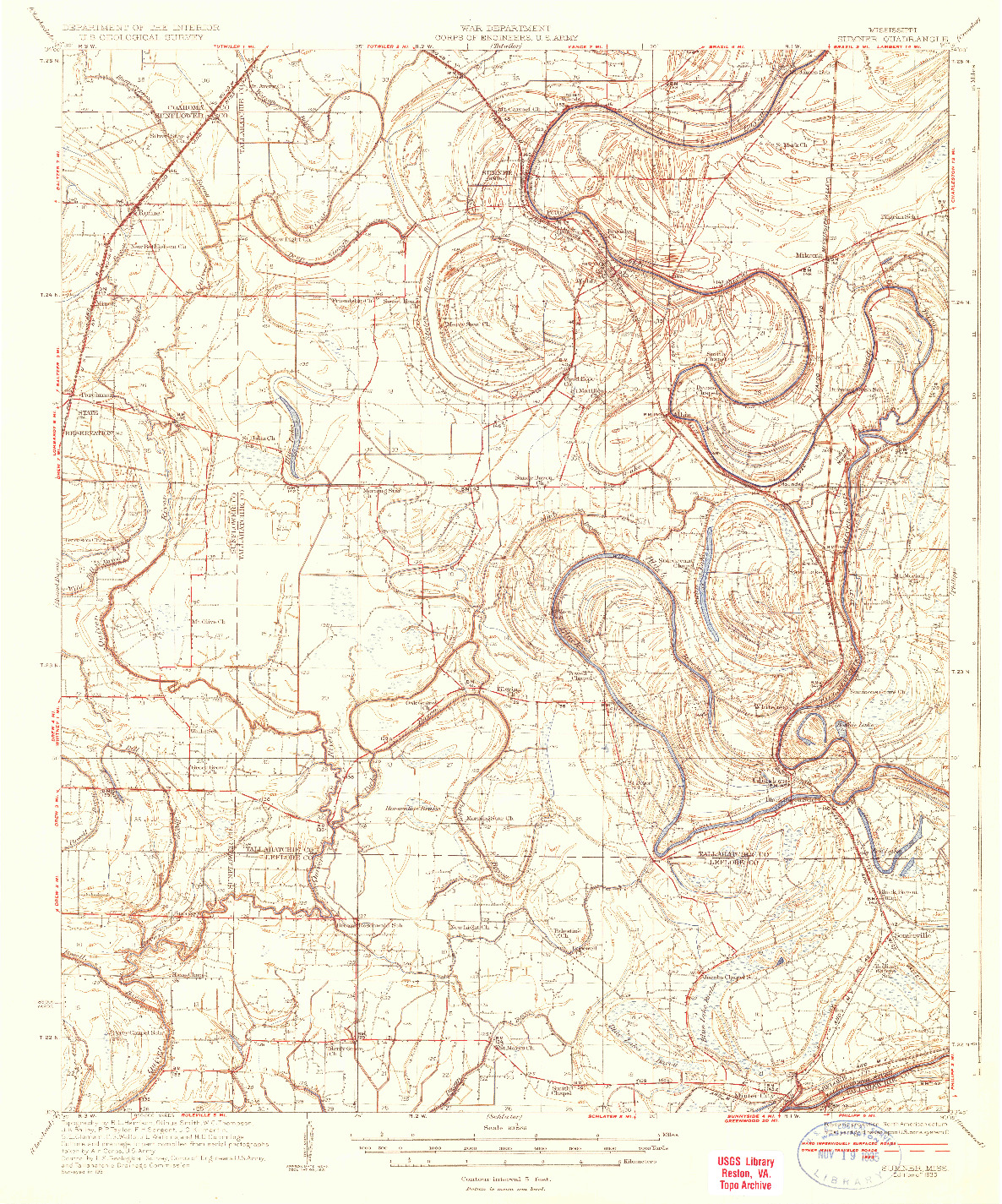 USGS 1:62500-SCALE QUADRANGLE FOR SUMNER, MS 1935
