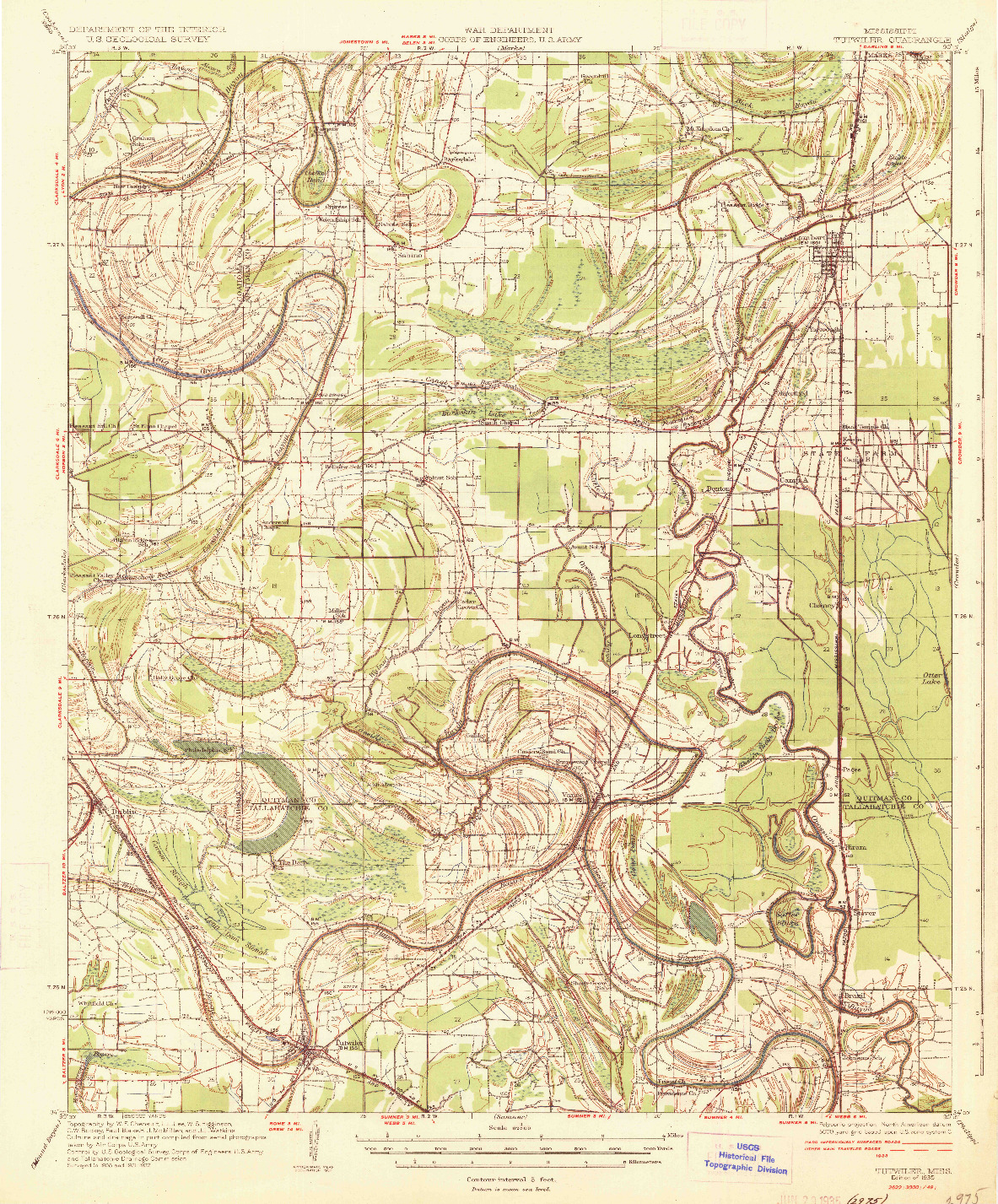 USGS 1:62500-SCALE QUADRANGLE FOR TUTWILER, MS 1935