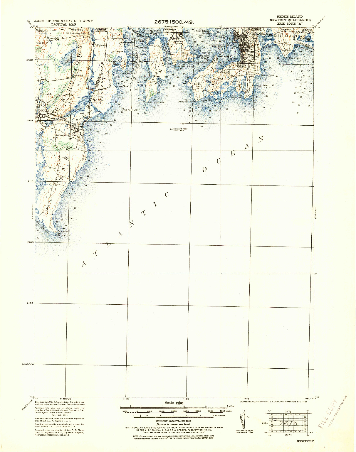 USGS 1:62500-SCALE QUADRANGLE FOR NEWPORT, RI 1935