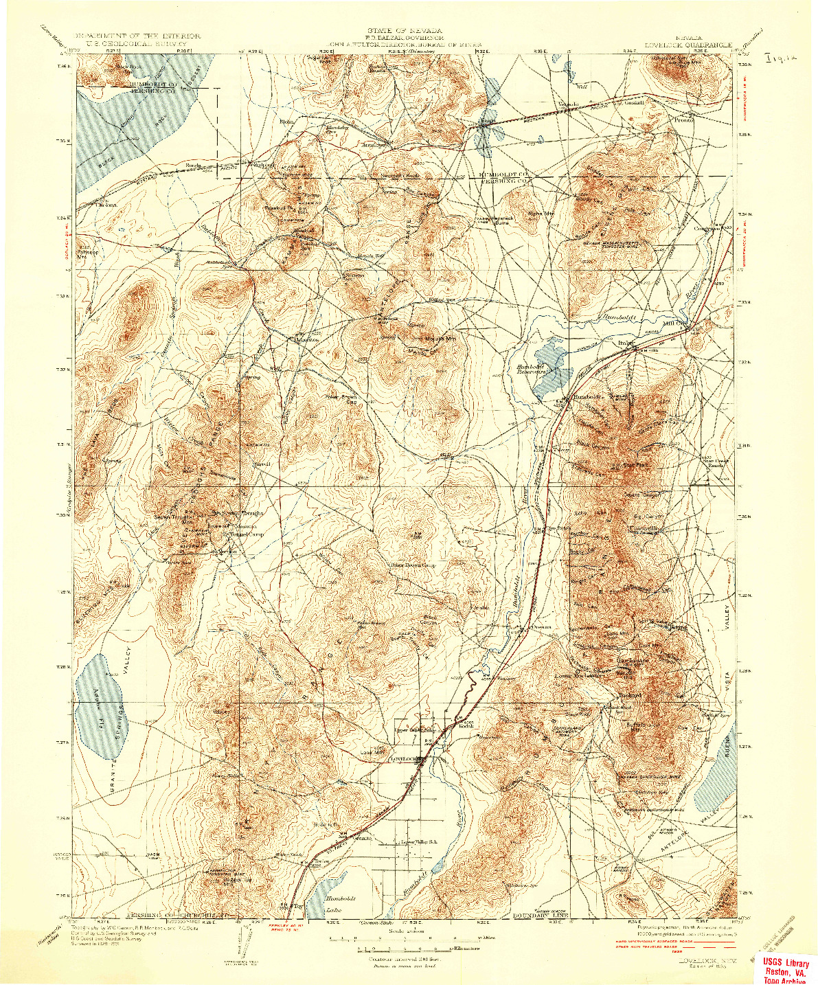 USGS 1:250000-SCALE QUADRANGLE FOR LOVELOCK, NV 1935