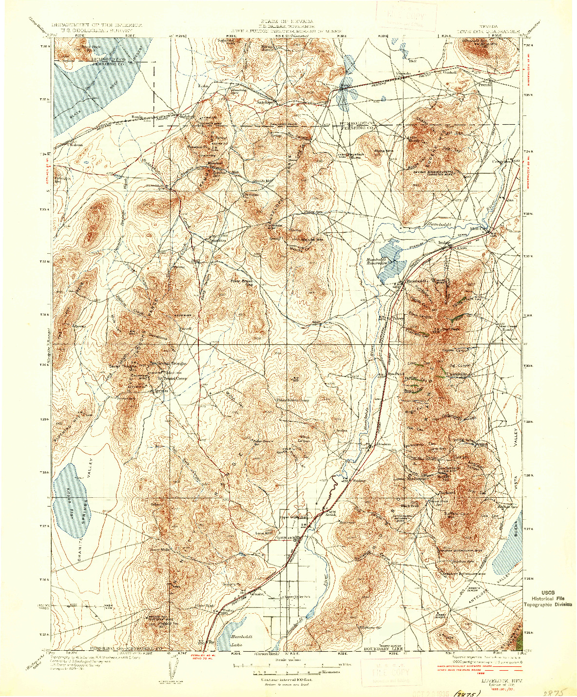 USGS 1:250000-SCALE QUADRANGLE FOR LOVELOCK, NV 1935