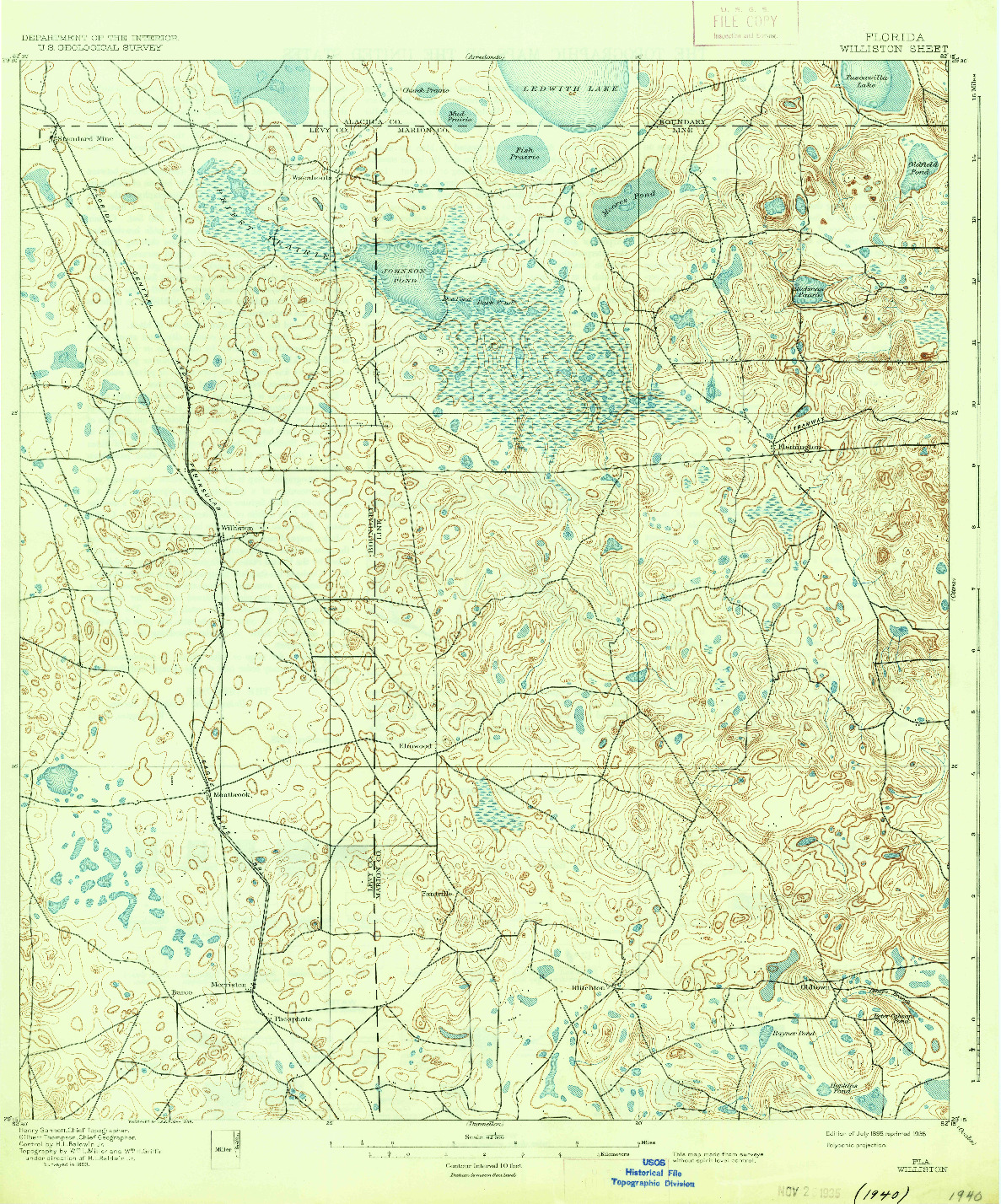 USGS 1:62500-SCALE QUADRANGLE FOR WILLISTON, FL 1895