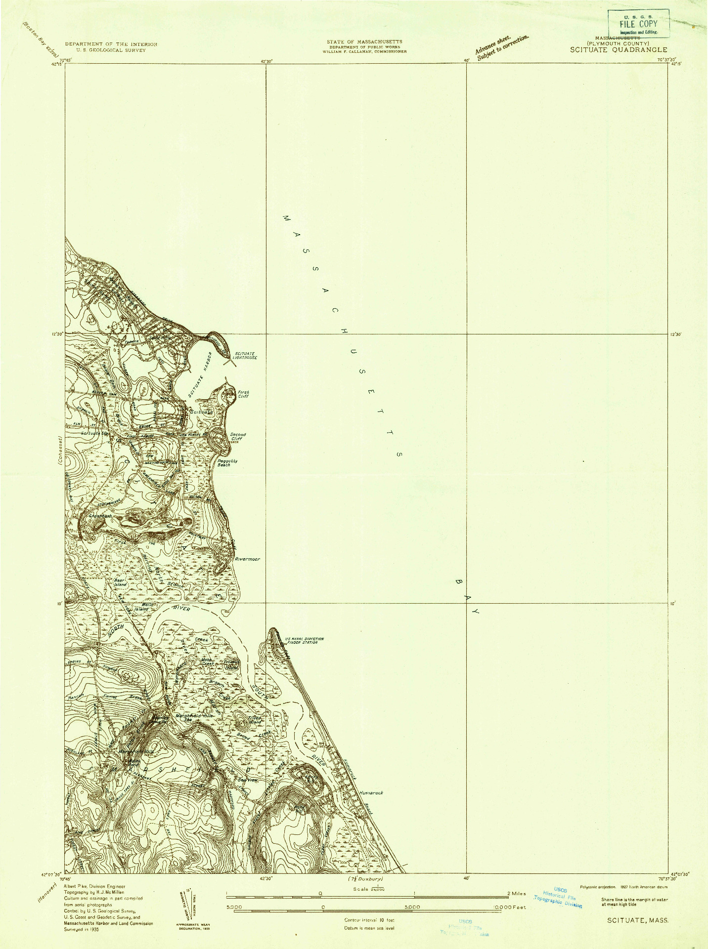 USGS 1:24000-SCALE QUADRANGLE FOR SCITUATE, MA 1935